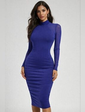 chinese dress ladies Long Sleeve Rib Knit Mini Dress
